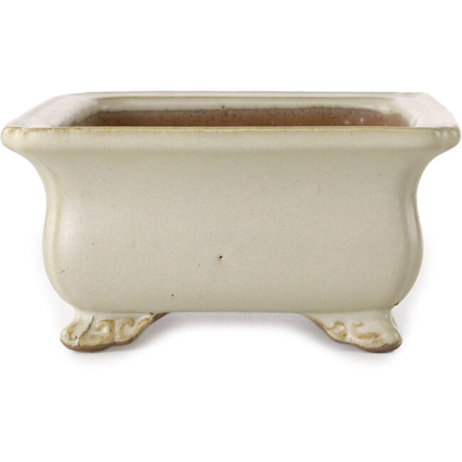 Rechthoekige, gebroken witte bonsaipot van Shibakatsu - 190 x 142 x 70 mm