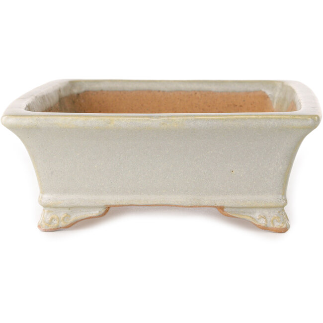 Rechthoekige, gebroken witte bonsaipot van Shibakatsu - 193 x 149 x 55 mm