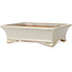 Maceta rectangular para bonsái de color blanco roto de Shibakatsu - 193 x 149 x 55 mm