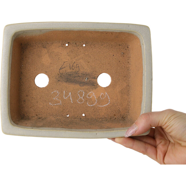 Rectangular off-white bonsai pot by Shibakatsu - 193 x 149 x 55 mm