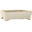 Maceta rectangular para bonsái de color blanco roto de Shibakatsu - 155 x 117 x 47 mm