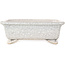 Pot à bonsaï rectangulaire craquelé blanc par Shibakatsu - 190 x 157 x 63 mm