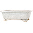 Rechthoekige witte craquelé bonsaipot van Shibakatsu - 190 x 157 x 63 mm