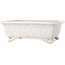 Pot à bonsaï rectangulaire craquelé blanc par Shibakatsu - 190 x 157 x 63 mm