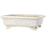 Maceta rectangular para bonsái craquelé blanca de Shibakatsu - 192 x 157 x 60 mm