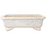 Pot à bonsaï rectangulaire craquelé blanc par Shibakatsu - 192 x 157 x 60 mm