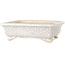 Rechthoekige witte craquelé bonsaipot van Shibakatsu - 192 x 157 x 60 mm