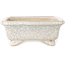 Rectangular white craquelé bonsai pot by Shibakatsu - 192 x 157 x 60 mm
