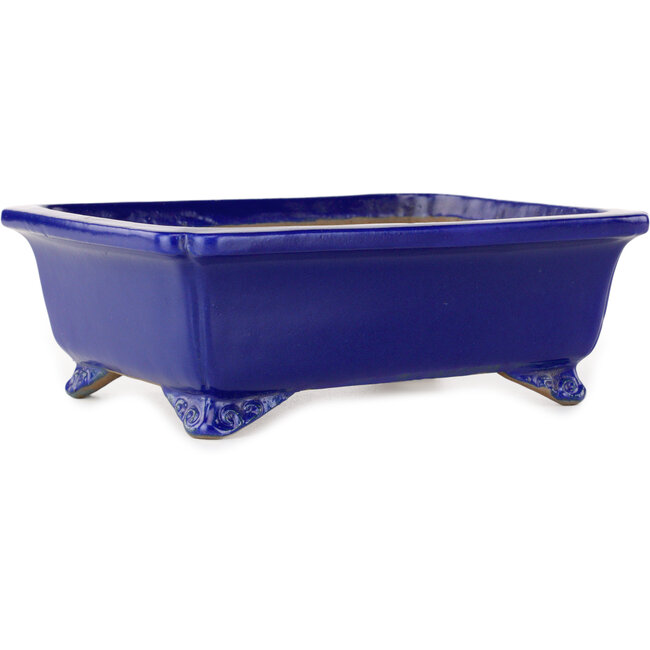 Rechthoekige donkerblauwe bonsaipot van Shibakatsu - 188 x 152 x 65 mm