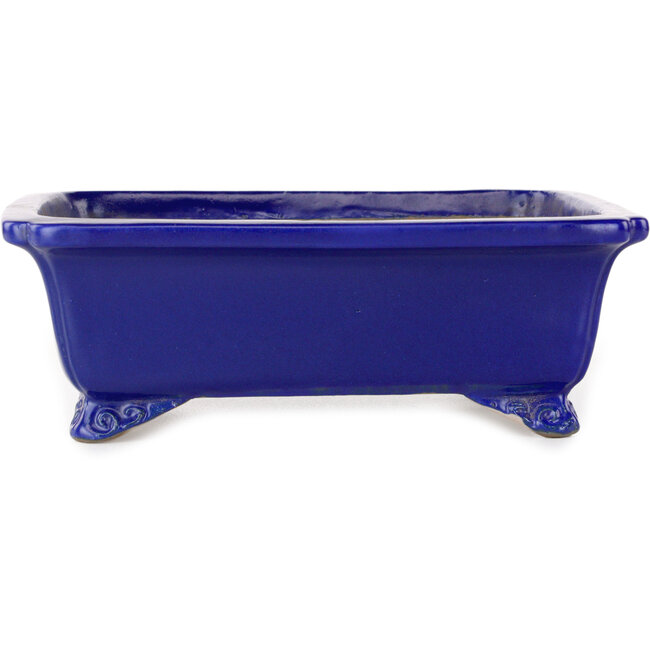 Pot à bonsaï rectangulaire bleu foncé de Shibakatsu - 188 x 152 x 65 mm