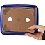 Rectangular dark blue bonsai pot by Shibakatsu - 188 x 152 x 65 mm