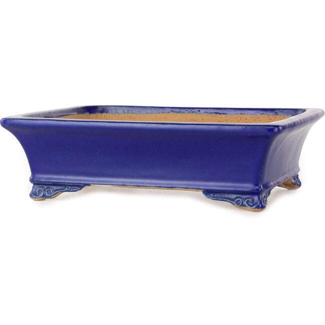 Maceta rectangular para bonsái azul oscuro de Shibakatsu - 193 x 149 x 55 mm