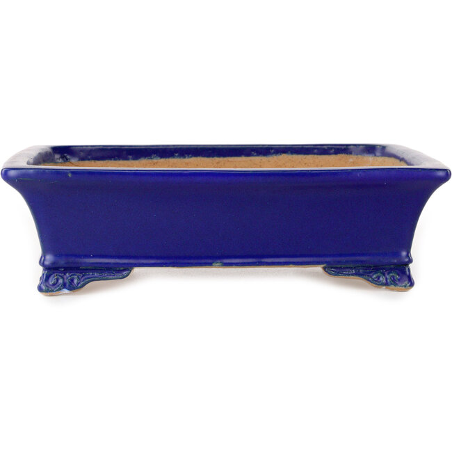 Vaso bonsai rettangolare blu scuro di Shibakatsu - 193 x 149 x 55 mm