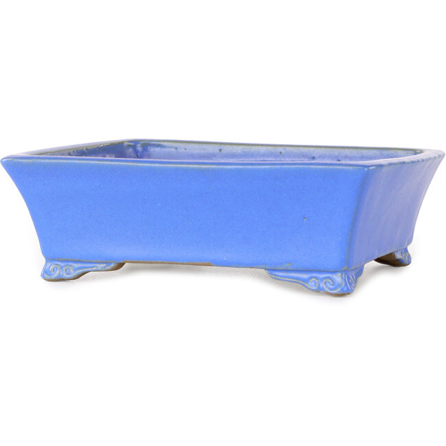 Rectangular blue bonsai pot by Shibakatsu - 182 x 145 x 60 mm