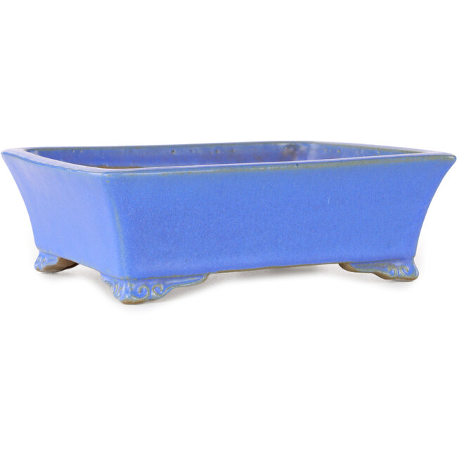 Rectangular blue bonsai pot by Shibakatsu - 182 x 145 x 60 mm