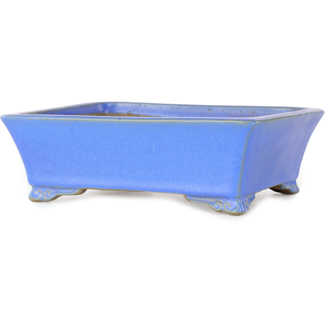 Pot à bonsaï rectangulaire bleu de Shibakatsu - 182 x 145 x 60 mm