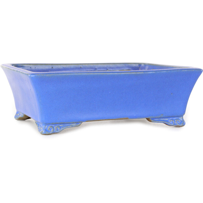 Rechteckiger blauer Bonsai-Topf von Shibakatsu – 182 x 145 x 60 mm
