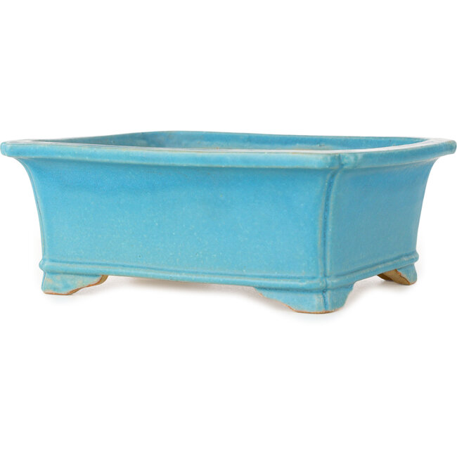 Pot à bonsaï rectangulaire turquoise de Shibakatsu - 188 x 152 x 70 mm