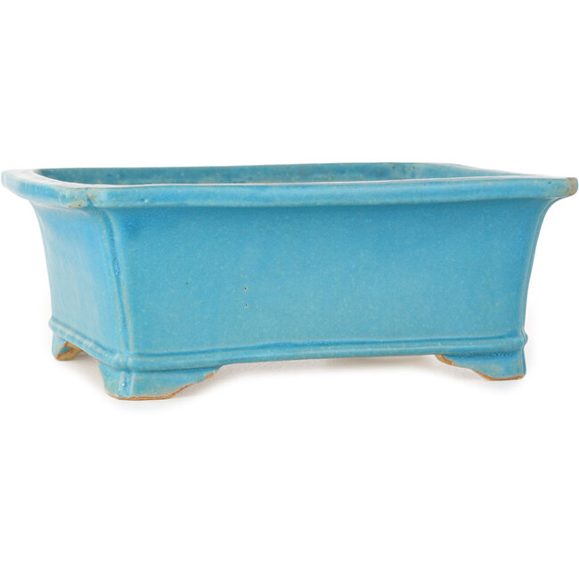 Maceta rectangular turquesa para bonsái de Shibakatsu - 188 x 152 x 70 mm