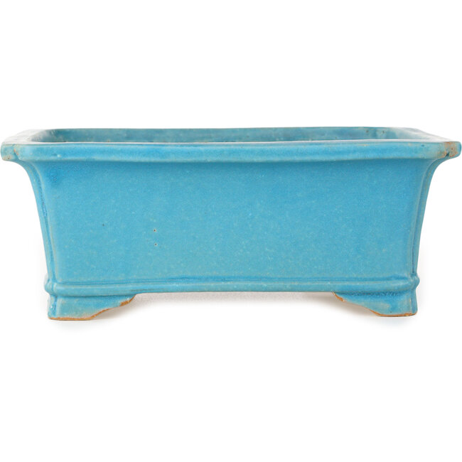 Rectangular turquoise bonsai pot by Shibakatsu - 188 x 152 x 70 mm