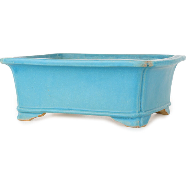 Pot à bonsaï rectangulaire turquoise de Shibakatsu - 188 x 152 x 70 mm