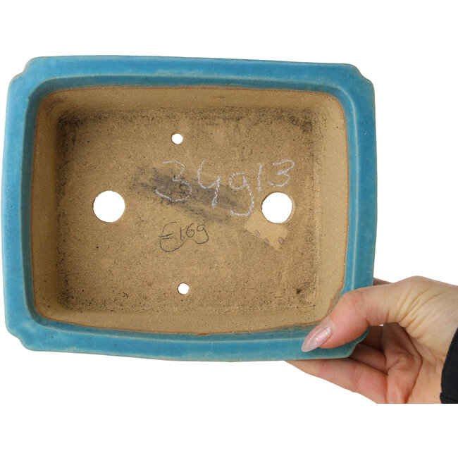 Rechthoekige turquoise bonsaipot van Shibakatsu - 188 x 152 x 70 mm
