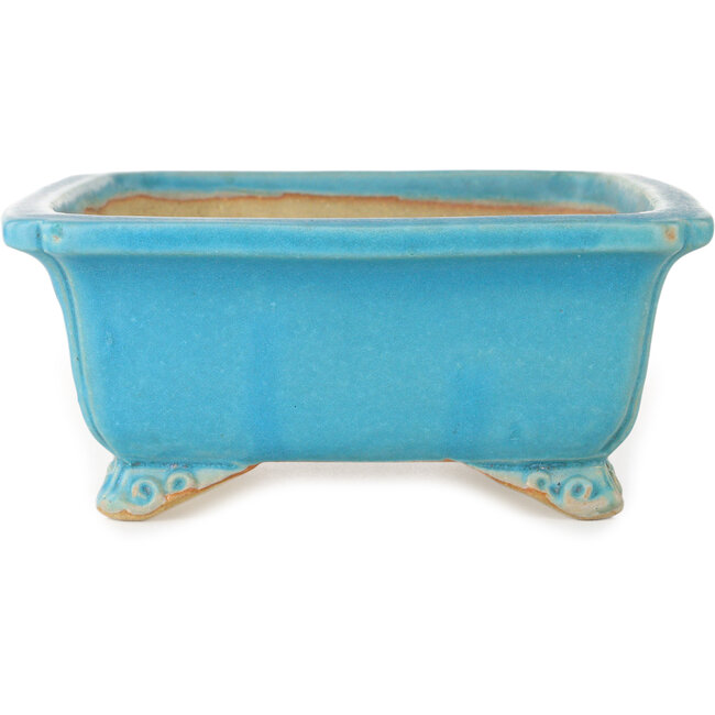 Rechthoekige turquoise bonsaipot van Shibakatsu - 190 x 157 x 63 mm