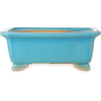  Shibakatsu (Katsuichi Shibata) Rechthoekige turquoise bonsaipot van 157 mm van Shibakatsu, Tokoname, Japan