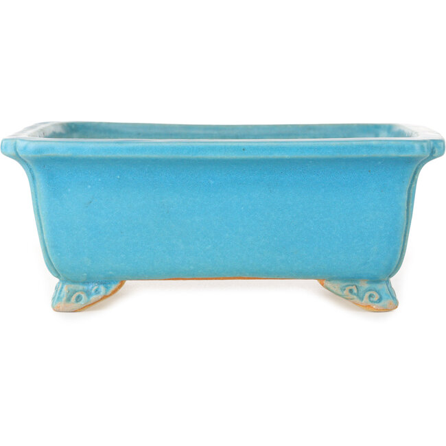 Maceta rectangular turquesa para bonsái de Shibakatsu - 157 x 132 x 65 mm