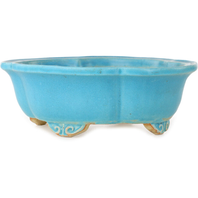 Mokko turquoise bonsai pot by Shibakatsu - 182 x 158 x 63 mm