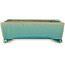 Pot à bonsaï rectangulaire craquelé turquoise par Shibakatsu - 158 x 116 x 49 mm