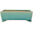 Rechthoekige turquoise craquelé bonsaipot van Shibakatsu - 158 x 116 x 49 mm