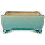 Maceta rectangular para bonsái craquelé turquesa de Shibakatsu - 158 x 116 x 49 mm
