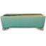 Pot à bonsaï rectangulaire craquelé turquoise par Shibakatsu - 158 x 116 x 49 mm