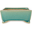 Rechthoekige turquoise craquelé bonsaipot van Shibakatsu - 158 x 116 x 49 mm