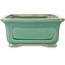 Rechthoekige turquoise craquelé bonsaipot van Shibakatsu - 197 x 150 x 67 mm