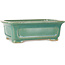 Pot à bonsaï rectangulaire craquelé turquoise par Shibakatsu - 197 x 150 x 67 mm