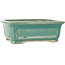 Pot à bonsaï rectangulaire craquelé turquoise par Shibakatsu - 197 x 150 x 67 mm