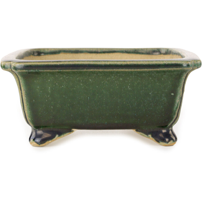 Rectangular dark green bonsai pot by Shibakatsu - 190 x 157 x 63 mm