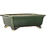 Pot à bonsaï rectangulaire vert foncé de Shibakatsu - 190 x 157 x 63 mm