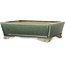 Rechthoekige donkergroene bonsaipot van Shibakatsu - 178 x 136 x 55 mm