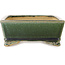 Rectangular dark green bonsai pot by Shibakatsu - 178 x 136 x 55 mm