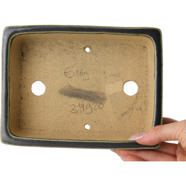 Maceta rectangular verde oscuro para bonsái de Shibakatsu - 178 x 136 x 55 mm