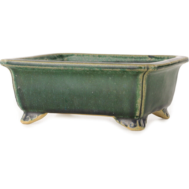 Rechteckiger, dunkelgrüner Bonsai-Topf von Shibakatsu – 157 x 132 x 65 mm