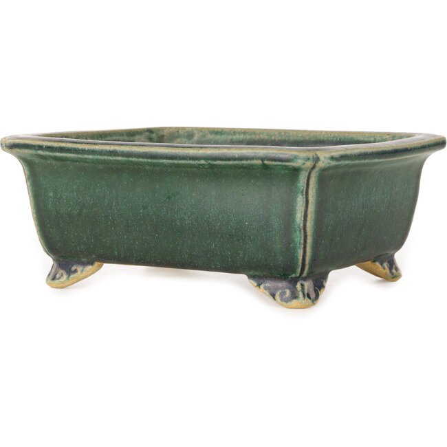 Maceta rectangular verde oscuro para bonsái de Shibakatsu - 157 x 132 x 65 mm