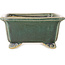 Rectangular dark green bonsai pot by Shibakatsu - 157 x 132 x 65 mm