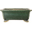 Rectangular dark green bonsai pot by Shibakatsu - 157 x 132 x 65 mm