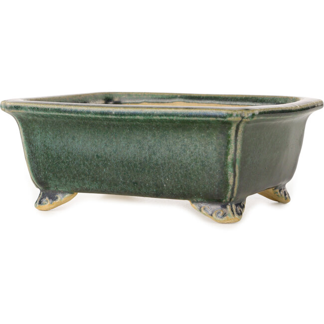 Rechteckiger, dunkelgrüner Bonsai-Topf von Shibakatsu – 157 x 132 x 65 mm