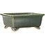 Rectangular dark green bonsai pot by Shibakatsu - 157 x 132 x 65 mm