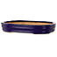Oval dark blue bonsai pot by Hattori - 159 x 115 x 24 mm